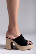 Mules suede με ψάθα στη σόλα ERYNN - Μαύρο - thefashionproject.gr - ERYNN