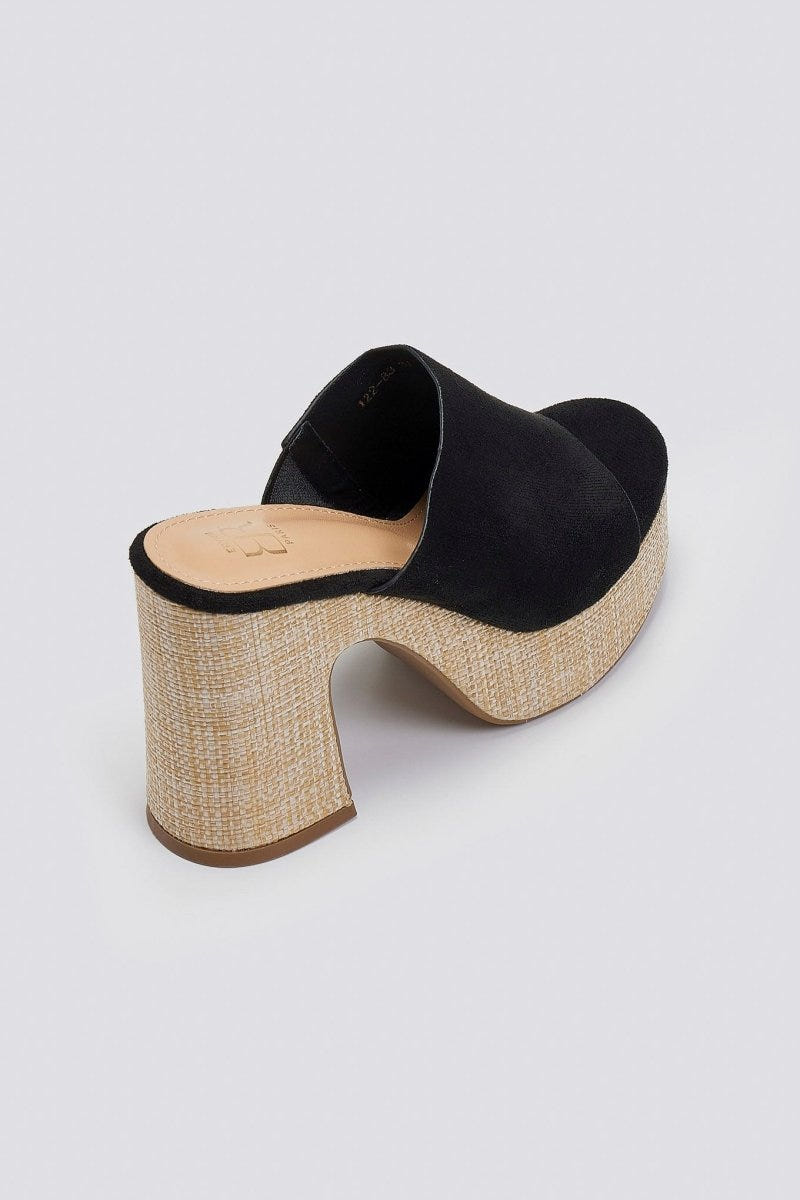 Mules suede με ψάθα στη σόλα ERYNN - Μαύρο - thefashionproject.gr - ERYNN