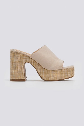 Mules suede με ψάθα στη σόλα ERYNN - Μπεζ - thefashionproject.gr - ERYNN