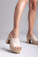 Mules suede με ψάθα στη σόλα ERYNN - Μπεζ - thefashionproject.gr - ERYNN