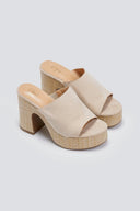 Mules suede με ψάθα στη σόλα ERYNN - Μπεζ - thefashionproject.gr - ERYNN