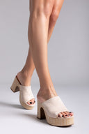 Mules suede με ψάθα στη σόλα ERYNN - Μπεζ - thefashionproject.gr - ERYNN