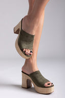 Mules suede με ψάθα στη σόλα ERYNN - Χακί - thefashionproject.gr - ERYNN
