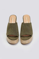 Mules suede με ψάθα στη σόλα ERYNN - Χακί - thefashionproject.gr - ERYNN