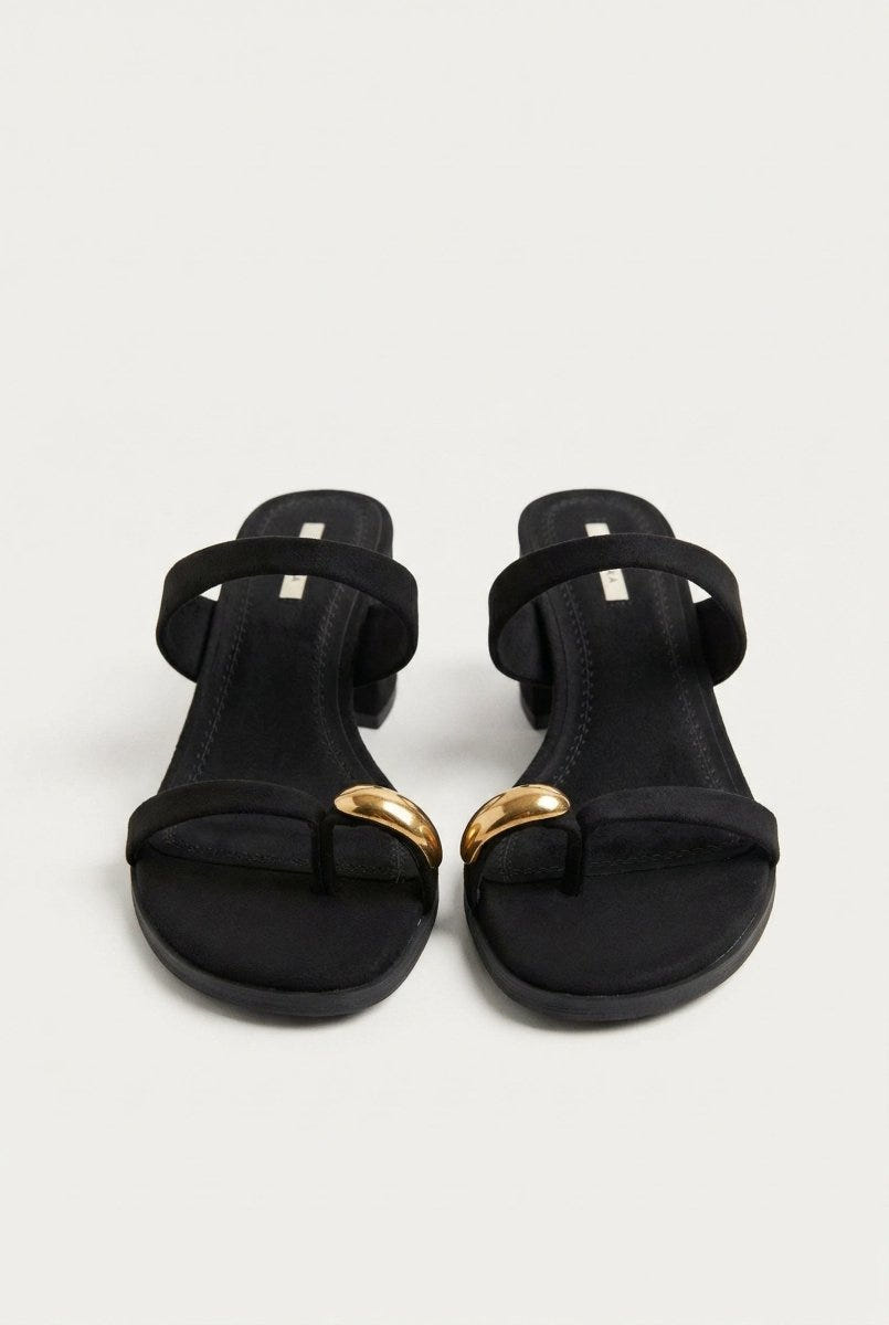 CORINA - Mules with Toe Ring - Black Suede