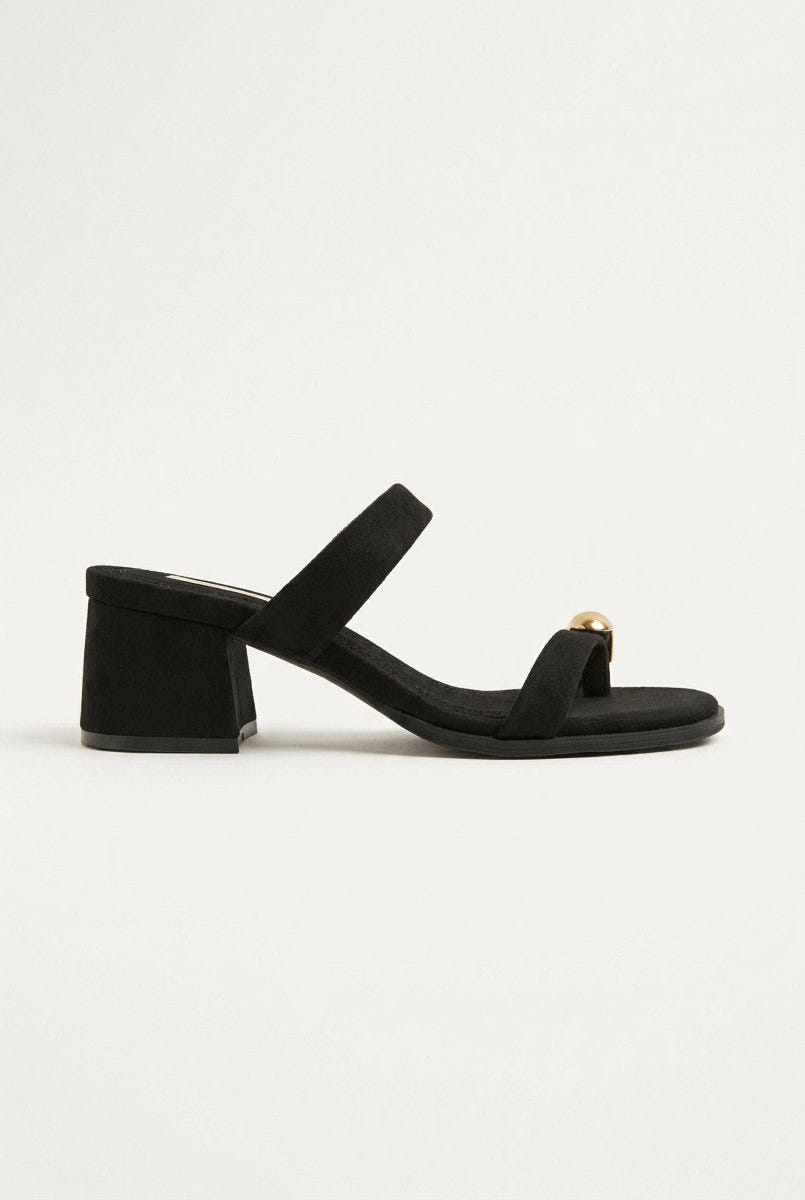 CORINA - Mules with Toe Ring - Black Suede