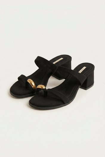 CORINA - Mules with Toe Ring - Black Suede