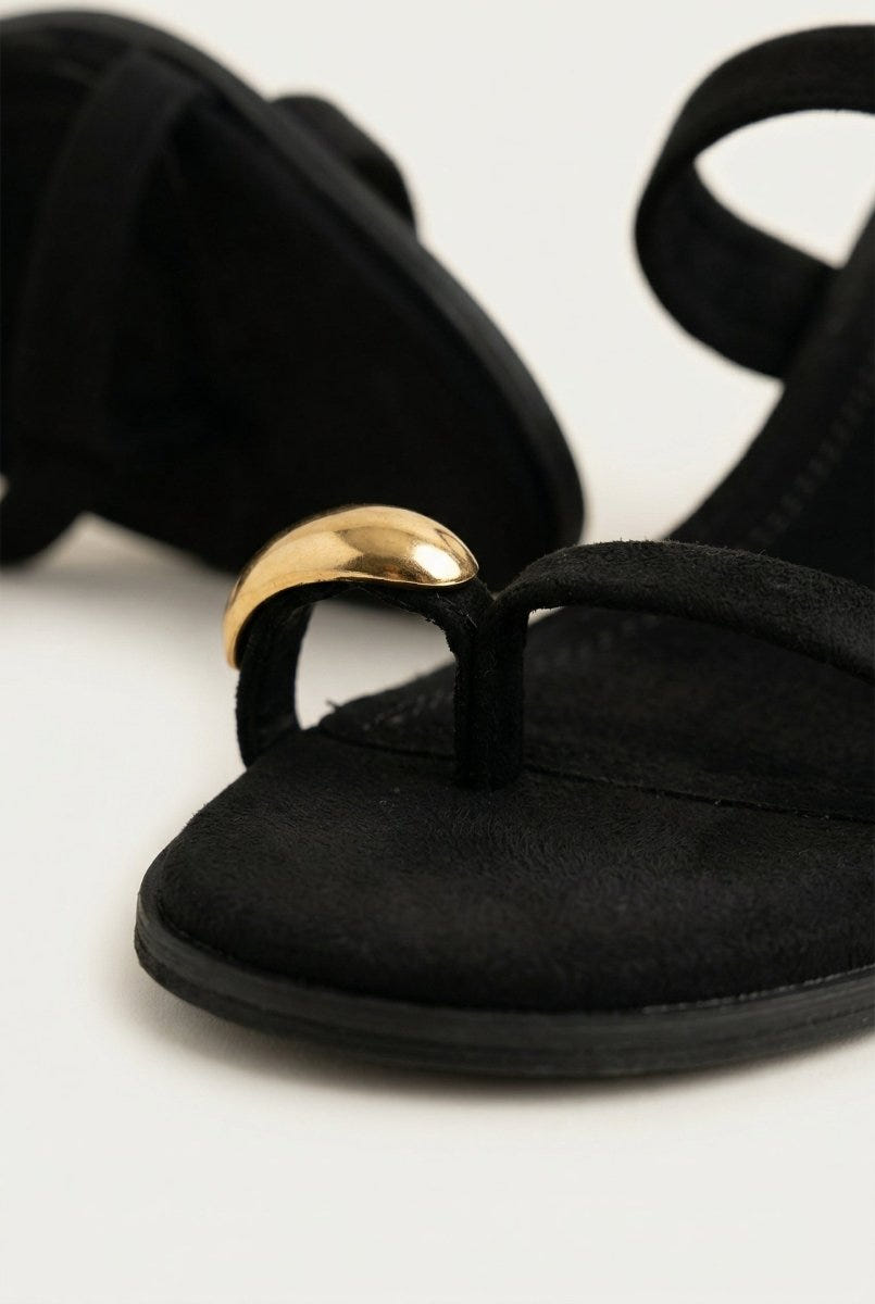 CORINA - Mules with Toe Ring - Black Suede
