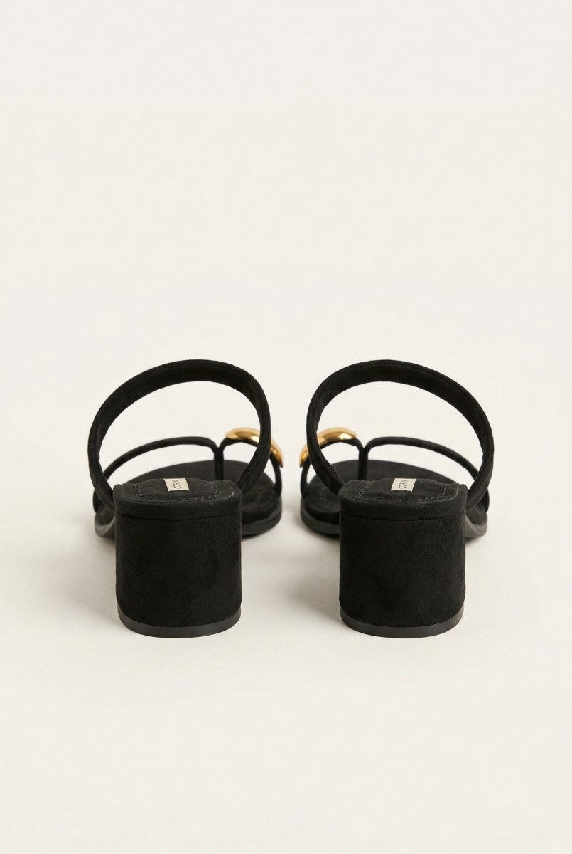 CORINA - Mules with Toe Ring - Black Suede