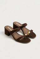 CORINA - Mules with Toe Ring - Brown Suede
