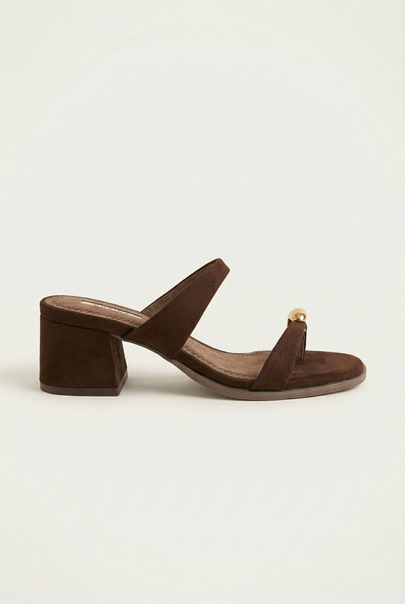 CORINA - Mules with Toe Ring - Brown Suede