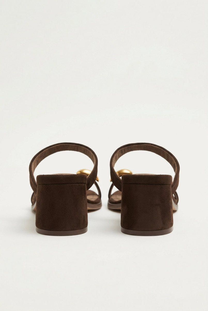 CORINA - Mules with Toe Ring - Brown Suede