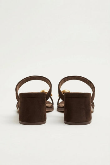 CORINA - Mules with Toe Ring - Brown Suede