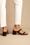CORINA - Mules with Toe Ring - Brown Suede
