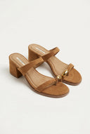 CORINA - Mules with Toe Ring - Camel Suede