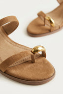 CORINA - Mules with Toe Ring - Camel Suede