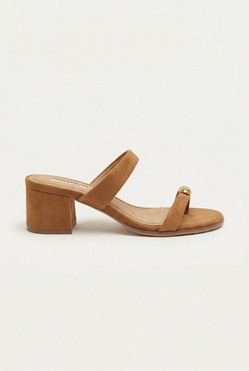 CORINA - Mules with Toe Ring - Camel Suede