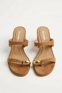 CORINA - Mules with Toe Ring - Camel Suede