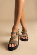 TFP - Nubuck Flatform Sandals Ankle Strap - Khaki