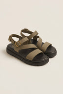 TFP - Nubuck Flatform Sandals Ankle Strap - Khaki