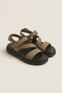 TFP - Nubuck Flatform Sandals Ankle Strap - Khaki