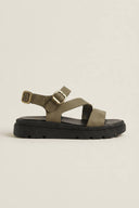 TFP - Nubuck Flatform Sandals Ankle Strap - Khaki