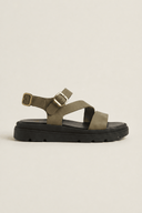 TFP - Nubuck Flatform Sandals Ankle Strap - Khaki