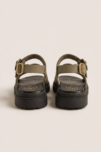 TFP - Nubuck Flatform Sandals Ankle Strap - Khaki