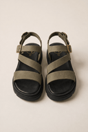 TFP - Nubuck Flatform Sandals Ankle Strap - Khaki
