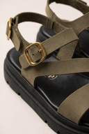 TFP - Nubuck Flatform Sandals Ankle Strap - Khaki
