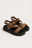TFP - Nubuck Flatform Sandals Ankle Strap - Mocha