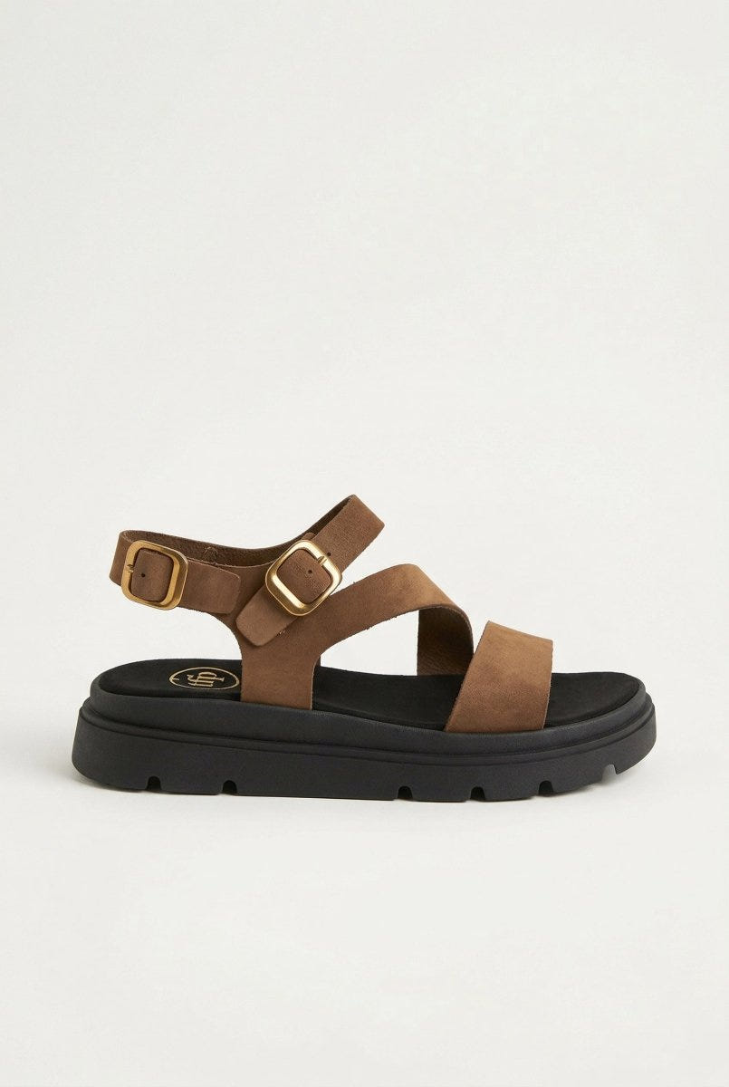 TFP - Nubuck Flatform Sandals Ankle Strap - Mocha