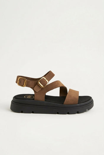 TFP - Nubuck Flatform Sandals Ankle Strap - Mocha