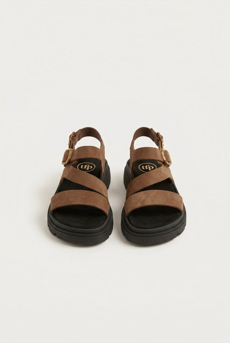 TFP - Nubuck Flatform Sandals Ankle Strap - Mocha