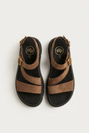 TFP - Nubuck Flatform Sandals Ankle Strap - Mocha