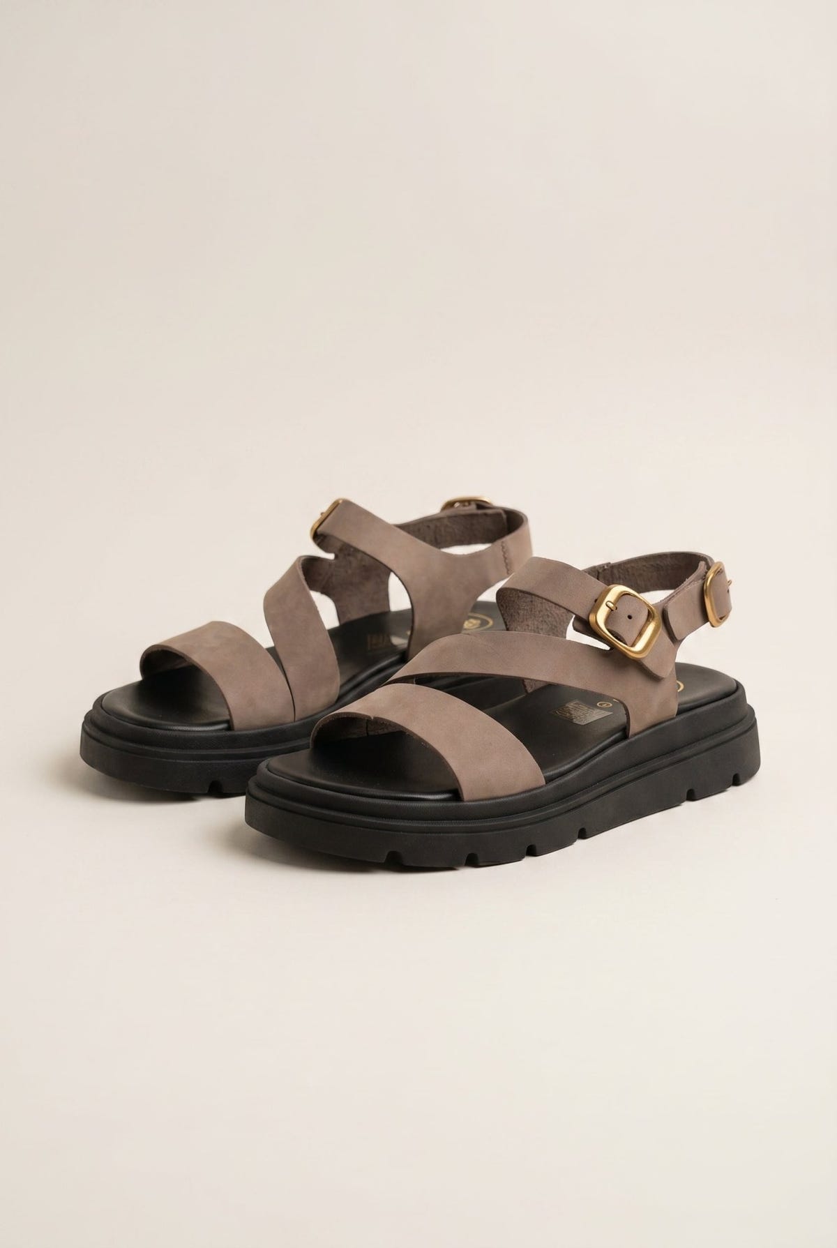 TFP - Nubuck Flatform Sandals Ankle Strap - Taupe