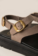 TFP - Nubuck Flatform Sandals Ankle Strap - Taupe