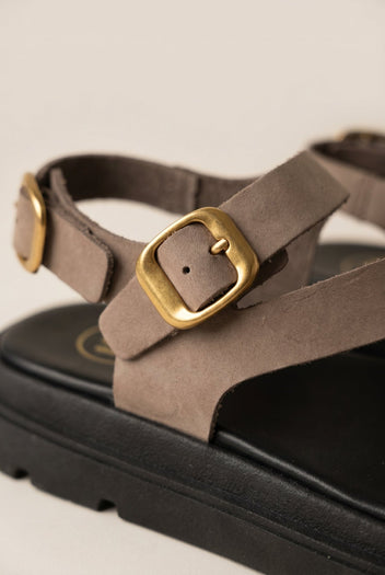 TFP - Nubuck Flatform Sandals Ankle Strap - Taupe