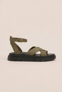 TFP - Nubuck Leather Ankle Strap Sandals - Khaki