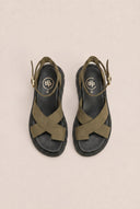 TFP - Nubuck Leather Ankle Strap Sandals - Khaki