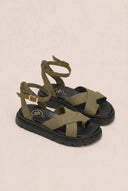 TFP - Nubuck Leather Ankle Strap Sandals - Khaki