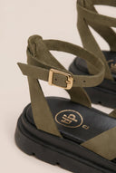 TFP - Nubuck Leather Ankle Strap Sandals - Khaki