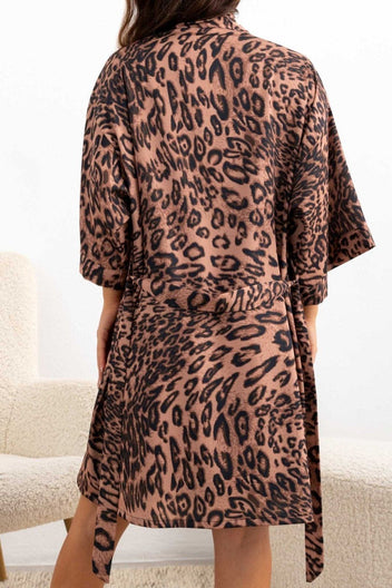 Νυχτικό σατέν με print και ρόμπα - Caramel - thefashionproject.gr - Modern ocean