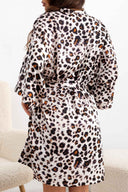 Νυχτικό σατέν με print και ρόμπα - Μπεζ - thefashionproject.gr - Modern ocean