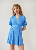 Ολόσωμη φόρμα κοντή γκοφρέ - Μπλε ανοιχτό - thefashionproject.gr - The Fashion Project