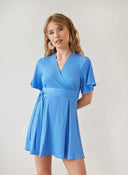 Ολόσωμη φόρμα κοντή γκοφρέ - Μπλε ανοιχτό - thefashionproject.gr - The Fashion Project