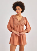 Ολόσωμο σορτς με crocchet σχέδιο - Κεραμιδί - thefashionproject.gr - BISOU