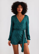 Ολόσωμο σορτς με παγιέτες 15306341 - Σμαραγδί - thefashionproject.gr - ONLY