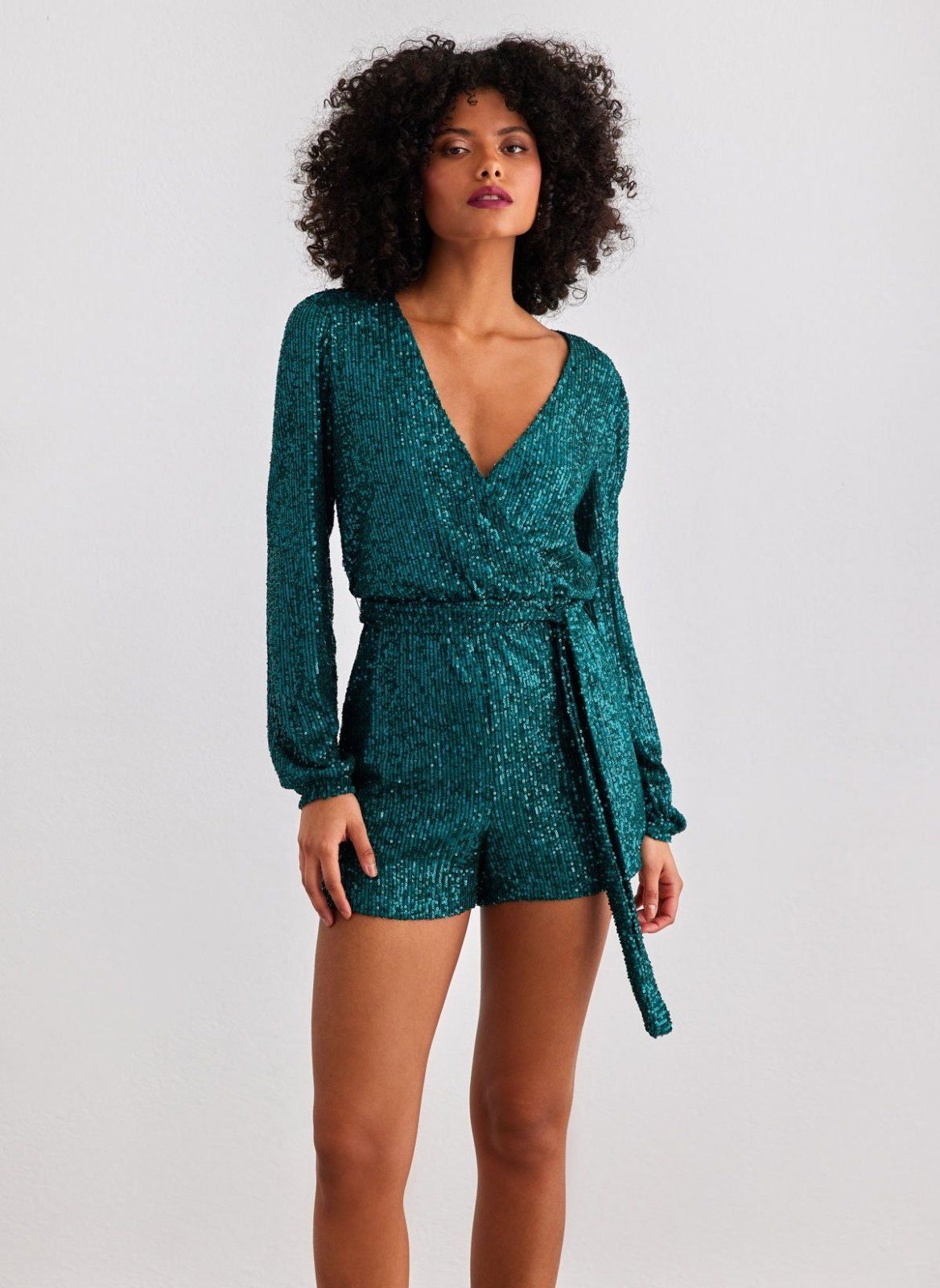 Ολόσωμο σορτς με παγιέτες 15306341 - Σμαραγδί - thefashionproject.gr - ONLY