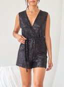 Ολόσωμο σορτς με παγιέτες - Μαύρο - thefashionproject.gr - The Fashion Project